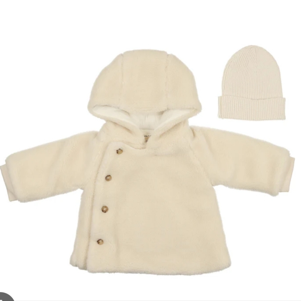 Mema Knits Cream Sherpa Baby Jacket
